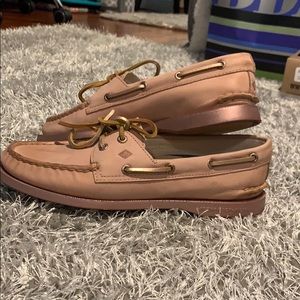Rose gold sperry boat shoes